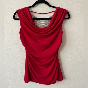 Cisco Red Draped Blouse with Chain Detail